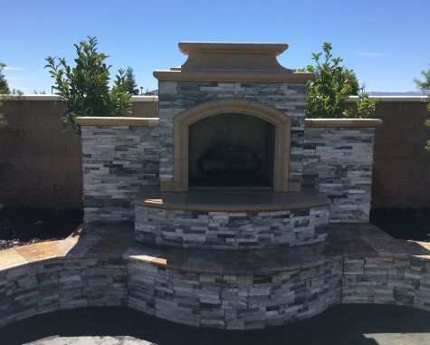 picture of a stone fireplace done by Huntington Beach Masonry