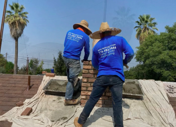 this image shows bricklayer in Huntington Beach, California
