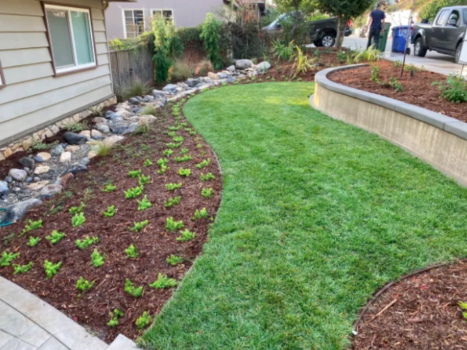 this image shows turf installation in Huntington Beach, California